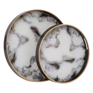 Celina Set Of 2 Marble Effect Serving Trays