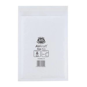 Jiffy Airkraft Size 1 Postal Bags Bubble lined Peel and Seal 170x245mm White 1 x Pack of 100 Bags