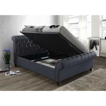Birlea - Castello Ottoman Charcoal Fabric Upholstered Side Lift Ottoman Storage Bed 4ft6 Double 135 cm