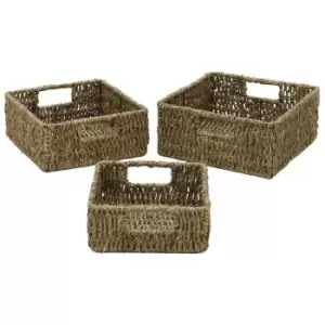 JVL - Rectangular Storage Baskets, Seagrass Set of 3