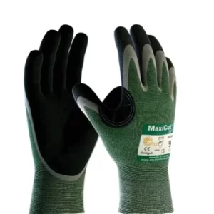 Cut Resistant Gloves, NBR Coated, Green/Black, Size 9