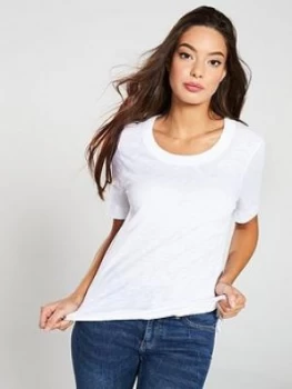 WHISTLES Rosa Double Trim T-Shirt - White, Size XS, Women