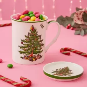 Christmas Tree Mug and Coaster Set Green