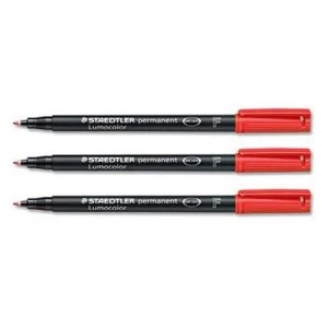 Staedtler Lumocolour 318 0.6mm Permanent Universal Pen Red 1 x Pack of 10