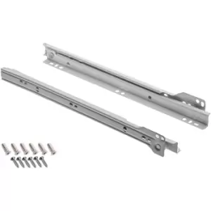 Roller Drawer Runners Metal Slides Grey Colour Kitchen + Free Fixing Pack - Size 450mm - Pack of 5