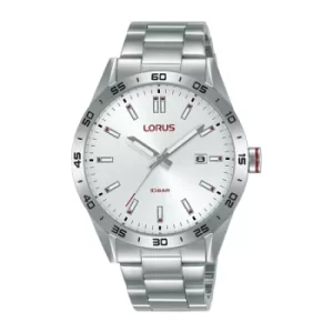 Mens Sports Watch with Stainless Steel Strap & White Dial