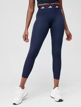 adidas Tech-Fit 7/8 Leggings - Navy, Navy/White, Size XL, Women