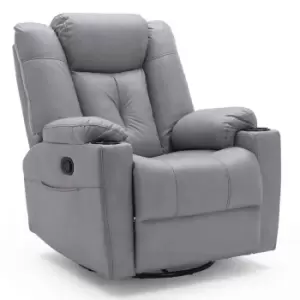 Afton Swivel Rock Fabric Recliner Chair - Grey