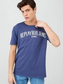 Replay Blue Jeans Logo Print T-Shirt