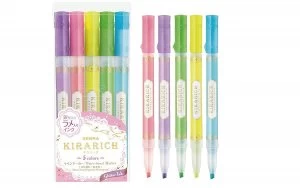 Zebra Kirarich Glitter Highligher Pens Assorted Pack 5