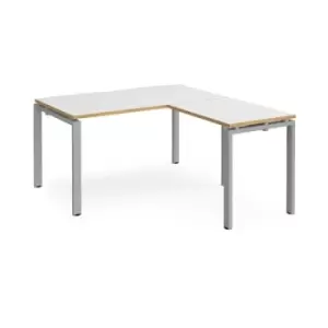 Bench Desk Add On Return Desk 1400mm White/Oak Tops With Silver Frames Adapt