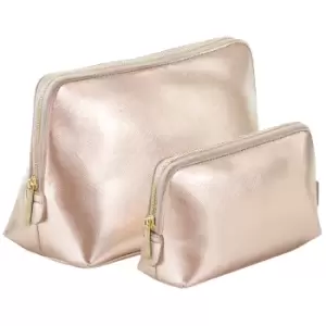 Bagbase Boutique Leather-Look PU Toiletry Bag (M) (Rose Gold)