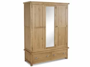 Birlea Woburn 3 Door 2 Drawer Oak Wooden Triple Wardrobe Flat Packed