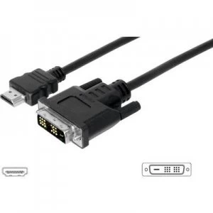 Digitus HDMI / DVI Cable 3m screwable Black [1x HDMI plug - 1x DVI plug 19-pin]