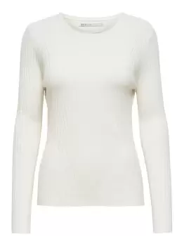 ONLY Long Sleeved Rib Pullover Women White