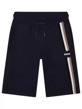 BOSS Boys Stripe Logo Jog Shorts - Navy, Size 12 Years