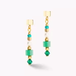 Coeur De Lion Elegance Crystals Earrings Gold Green Crystal Pearls