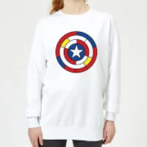 Marvel Captain America Stained Glass Shield Womens Sweatshirt - White - S