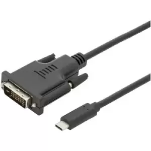 Digitus USB-C / DVI Adapter cable USB-C plug, DVI-D 24+1-pin plug 2m Black AK-300332-020-S Shielded, double shielding USB-C screen cable