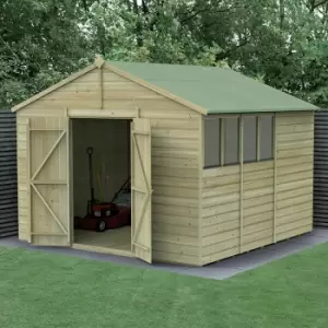 10' x 10' Forest Beckwood 25yr Guarantee Shiplap Double Door Apex Wooden Shed - Natural Timber