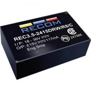 RECOM REC3.5 0512SRWR10A REC3.5 0512SRWR10A 3.5W DCDC Converter REC3.5 0512SRWR10A 4.5 9 Vdc 12 Vdc 290 mA 3 W