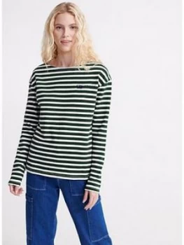 Superdry Blair Stripe Top - Green, Size 10, Women