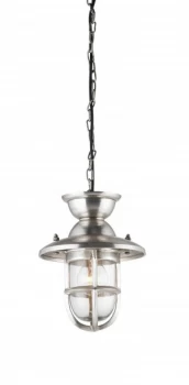 Ceiling Pendant Light Clear Glass, Tarnished Silver, E27
