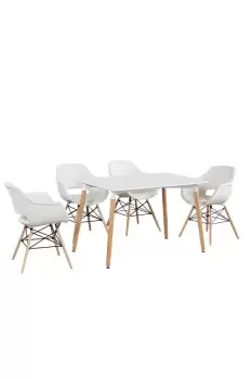 'Olivia' Halo Dining Set Includes a Dining Table & Set of 4 Fabric Chairs