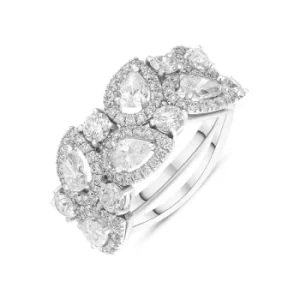Platinum Diamond Pear Cut Statement Cluster Ring