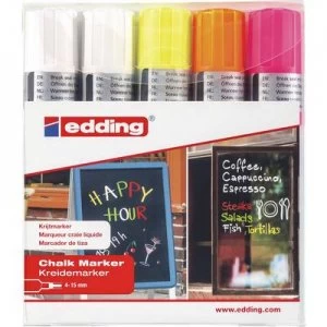 Edding e-4090 4-4090-5999 Chalk White, Neon yellow, Neon orange, Neon pink 4 mm, 15 mm