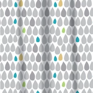 Sabichi Rain Drops PEVA Shower Curtain with 12 Shower Rail Hooks
