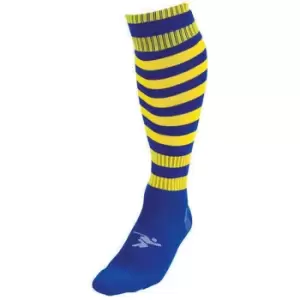 Precision Childrens/Kids Pro Hooped Football Socks (12 UK Child-2 UK) (Royal Blue/Yellow)