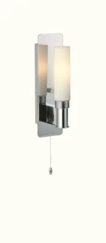 1 Light Single Bathroom Ceiling Switched Wall Light Chrome, Opal Glass IP44, G9