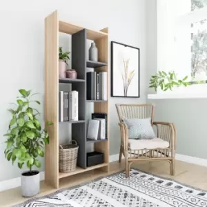 Decorotika - Eden Modern Bookcase Bookshelf Shelving Unit Display Unit - Oak/Anthracite - Oak / Anthracite