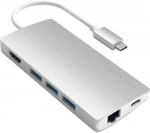 SATECHI Aluminum Multi-Port V2 6-port USB Type-C Hub - Silver