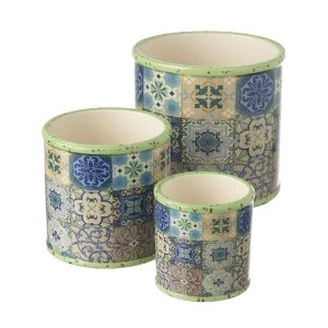 Mosaic Patterned Planter Boxes Set of 3 By Heaven Sends