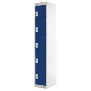 Five Compartment Locker D300mm Blue Door Dimensions H1800 x D300 x