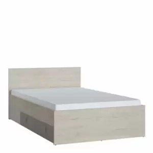 Denim 120Cm Bed With 1 Drawer In Light Walnut Grey Fabric Effect And Cashmere