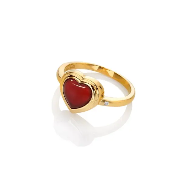 Hot Diamonds Hdxgem Heart Ring - Red Agate Gold VZB09 Female L,M,S,XL,XS
