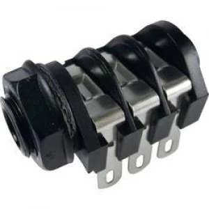 6.35mm audio jack Socket horizontal mount Number of pins 3 Stereo Black Cliff CL1220A