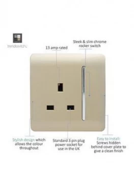 Trendiswitch 1 Gang 13Amp Switched Socket Std Gold