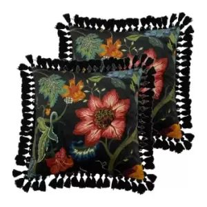 Paoletti Botanist Twin Pack Polyester Filled Cushions Black