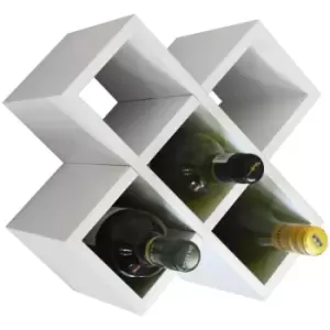 CROSS - 6 Bottle Wall Mounted / Free Standing Wine Storage Rack - White - White