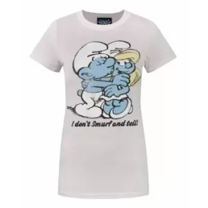 Junk Food Womens/Ladies Smurf And Tell The Smurfs T-Shirt (S) (Pale Pink)