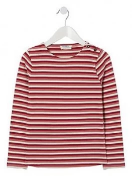 FatFace Girls Long Sleeve Breton Stripe T-Shirt - Dusky Pink Size Age: 6-7 Years, Women