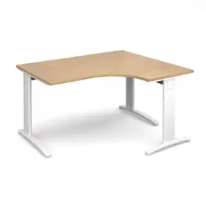 Office Desk Right Hand Corner Desk 1400mm Oak Top With White Frame 1200mm Depth TR10 TDER14WO