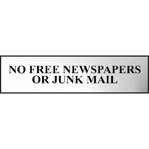 Scan Chrome Effect No Free Newspapers Or Junk Mail Sign 200mm 50mm Standard