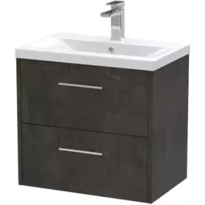 Juno Wall Hung 2-Drawer Vanity Unit with Basin 1 600mm Wide - Metallic Slate - Hudson Reed