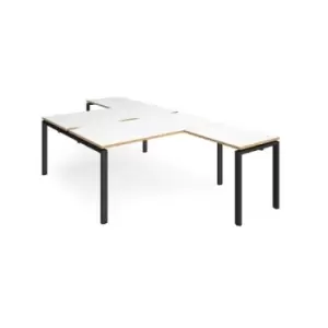 Bench Desk 2 Person With Return Desks 1600mm White/Oak Tops With Black Frames Adapt