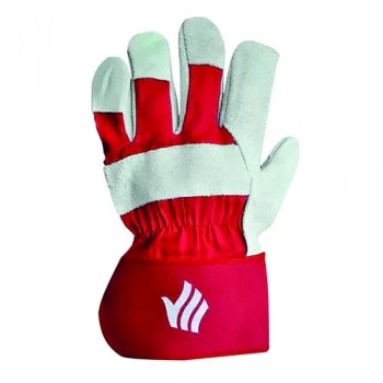 Polyco Premium Rigger Gloves Chrome Selected Leather Red Pack of 10